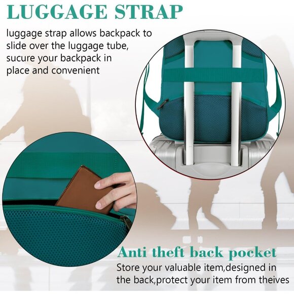 ⚡Matein Men Peacock Blue Travel Business Anti Theft Slim Sturdy Laptops Backpack - Picture 4 of 9